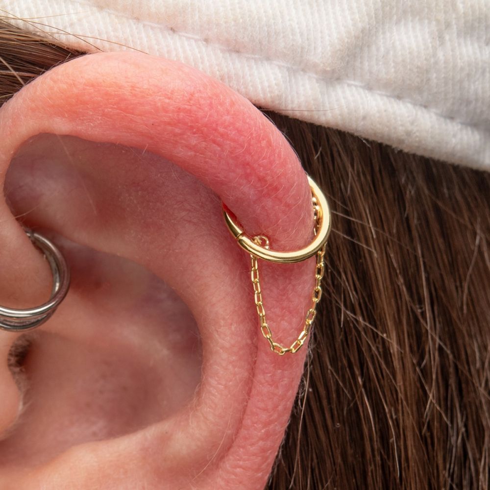 14Kt Yellow Gold with Chain Hinged Segment Clicker