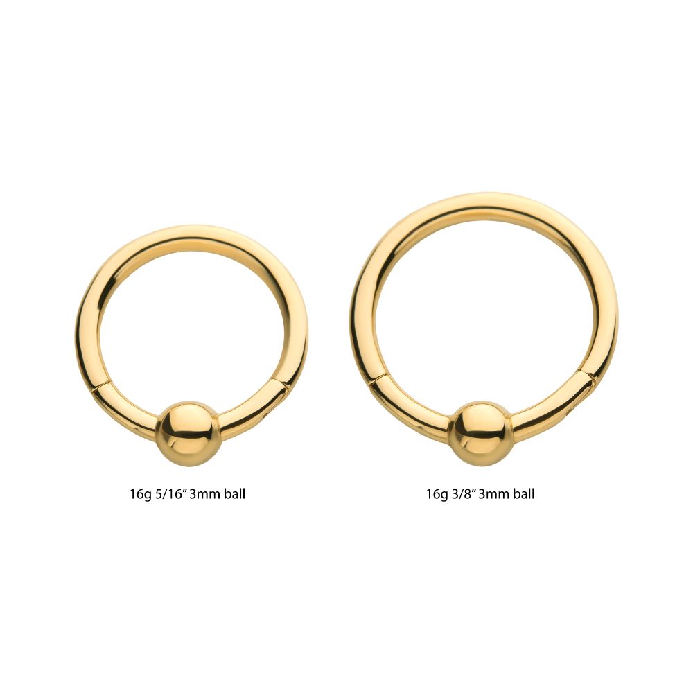 14Kt Yellow Gold with 3mm Ball Hinged Segment Clicker