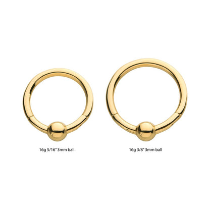 14Kt Yellow Gold with 3mm Ball Hinged Segment Clicker