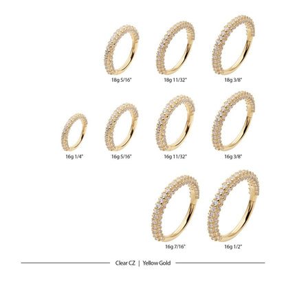 14Kt Gold 3 Row Prong Set Gem Hinged Segment Clicker