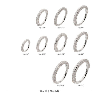 14Kt Gold 3 Row Prong Set Gem Hinged Segment Clicker