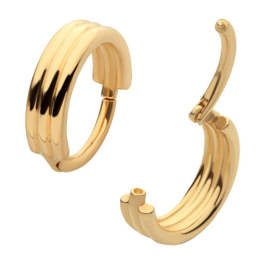 14Kt Yellow Gold with Triple Stack Design Side Facing Hinged Segment Clicker