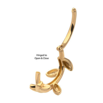 14Kt Yellow Gold with Curvy Leaf Design Side Facing Hinged Segment Clicker