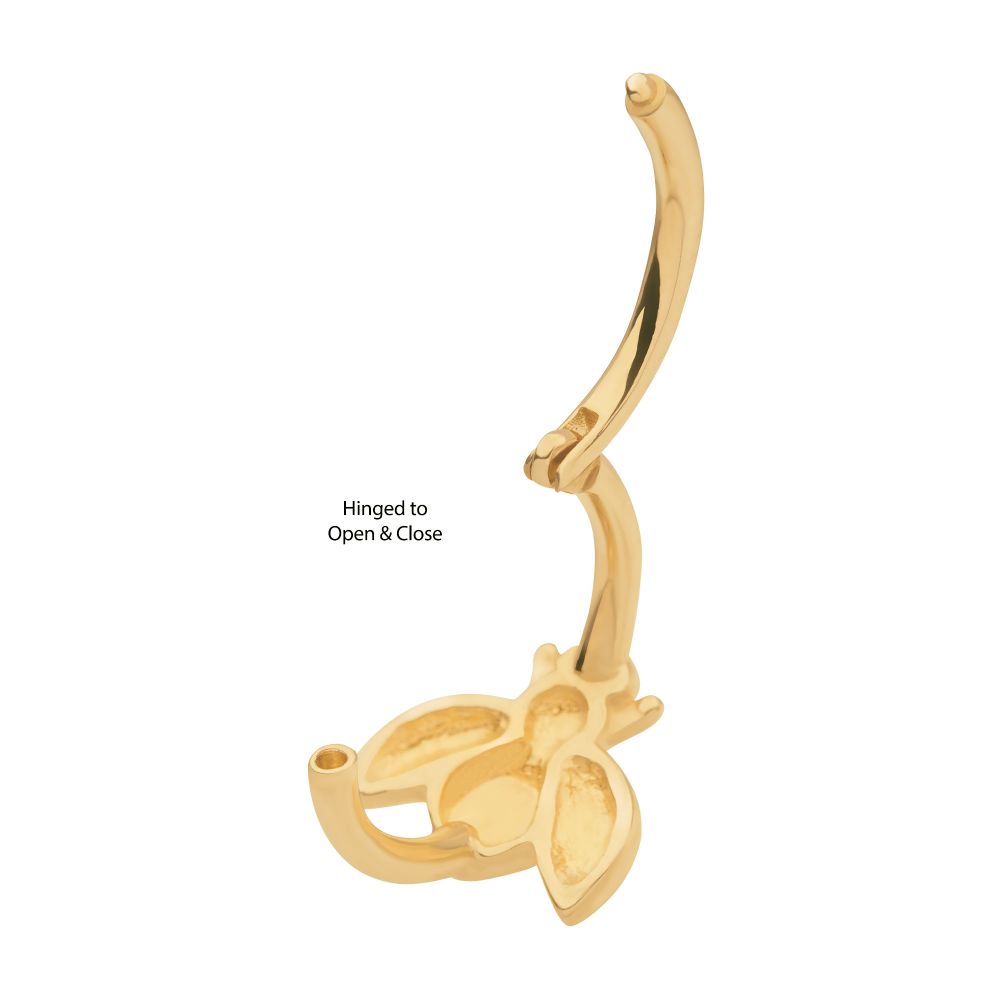 14Kt Yellow Gold with Bee Design Side Facing Hinged Segment Clicker