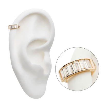 14Kt Gold with 6 Baguette Clear CZ Side Facing Hinged Segment Clicker