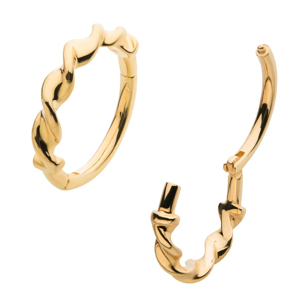14Kt Yellow Gold Twisted Style Side Facing Hinged Segment Clicker