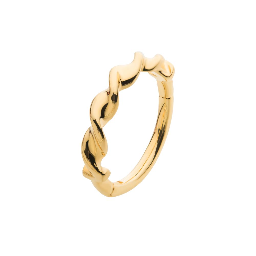 14Kt Yellow Gold Twisted Style Side Facing Hinged Segment Clicker