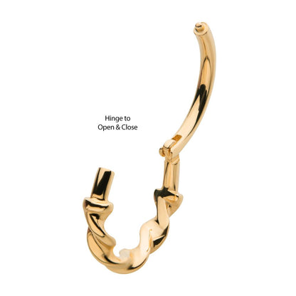 14Kt Yellow Gold Twisted Style Side Facing Hinged Segment Clicker