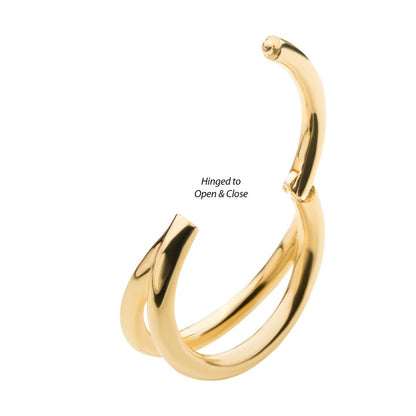 14Kt Yellow Gold Double Hoop Side Facing Hinged Segment Clicker
