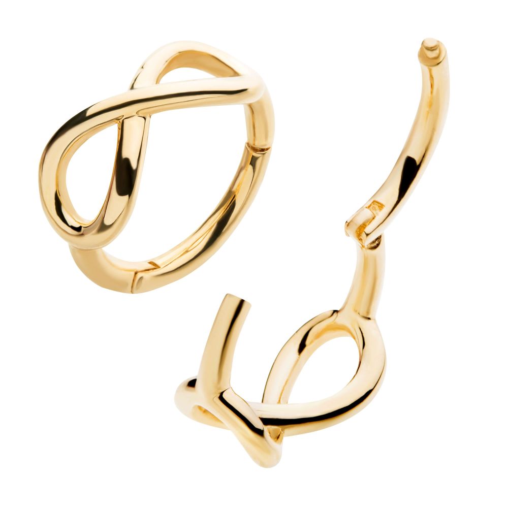 14Kt Yellow Gold with Infinity Symbol Side Facing Hinged Segment Clicker
