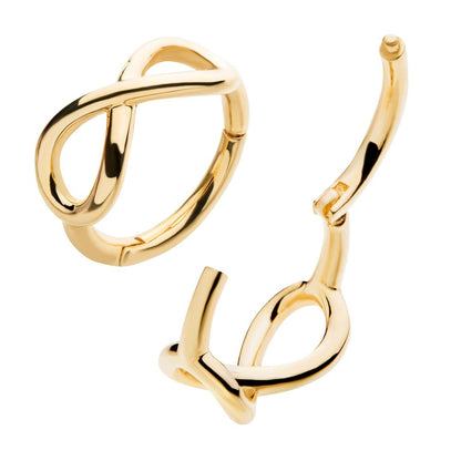14Kt Yellow Gold with Infinity Symbol Side Facing Hinged Segment Clicker