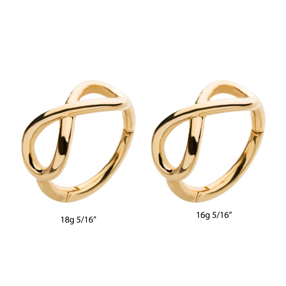 14Kt Yellow Gold with Infinity Symbol Side Facing Hinged Segment Clicker