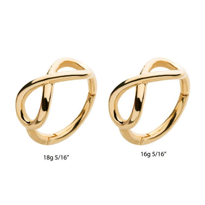 14Kt Yellow Gold with Infinity Symbol Side Facing Hinged Segment Clicker