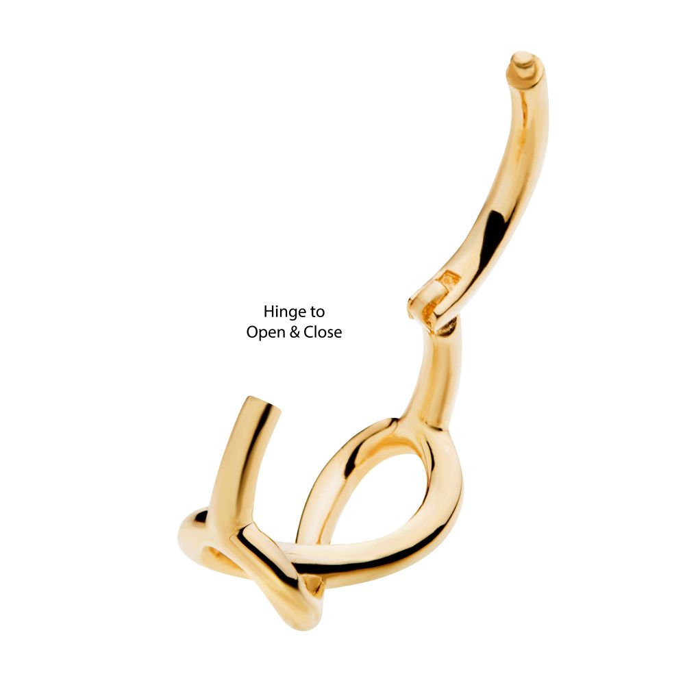 14Kt Yellow Gold with Infinity Symbol Side Facing Hinged Segment Clicker