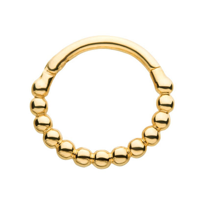 14Kt Yellow Gold with Beaded Edge Side Facing Hinged Segment Clicker