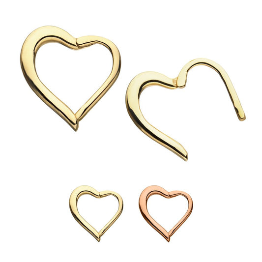 14kt Gold Right Heart Shape Front Facing Hinged Segment Ring