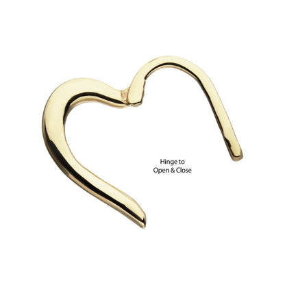 14kt Gold Right Heart Shape Front Facing Hinged Segment Ring