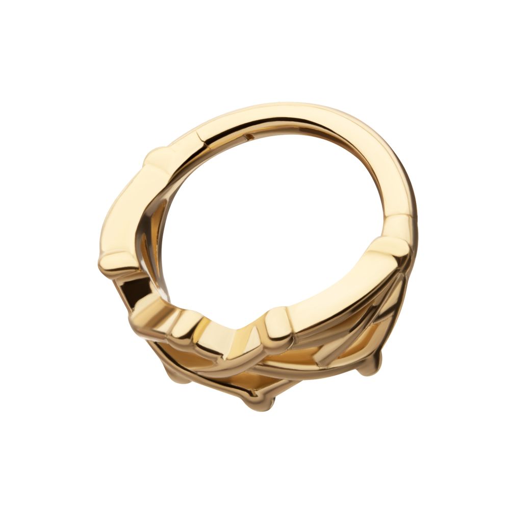 14Kt Yellow Gold Woven Crown of Thorns Side Facing Hinged Segment Clicker