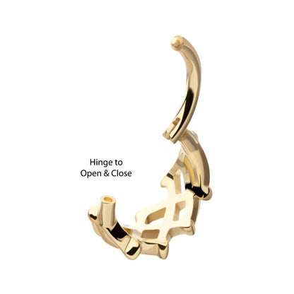 14Kt Yellow Gold Woven Crown of Thorns Side Facing Hinged Segment Clicker