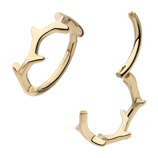14Kt Yellow Gold Thorn Hoop Side Facing Hinged Segment Clicker