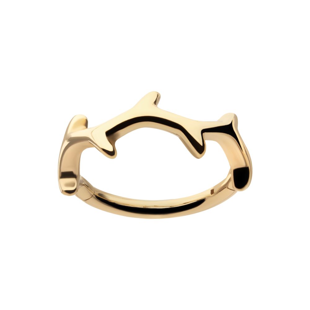 14Kt Yellow Gold Thorn Hoop Side Facing Hinged Segment Clicker