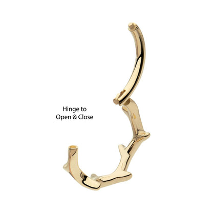 14Kt Yellow Gold Thorn Hoop Side Facing Hinged Segment Clicker