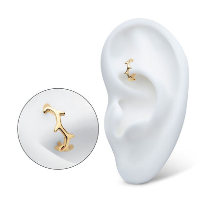 14Kt Yellow Gold Thorn Hoop Side Facing Hinged Segment Clicker