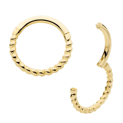14Kt Yellow Gold Twisted Rope Front Facing Hinged Segment Clicker