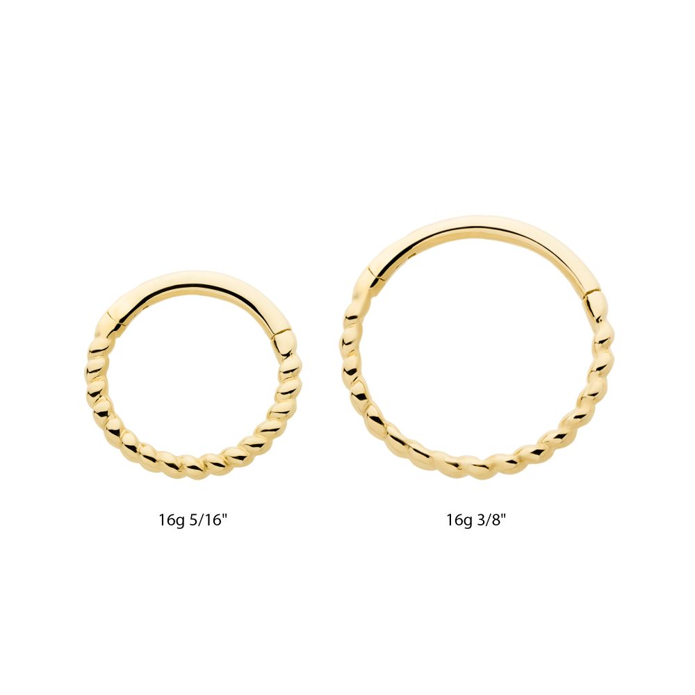 14Kt Yellow Gold Twisted Rope Front Facing Hinged Segment Clicker