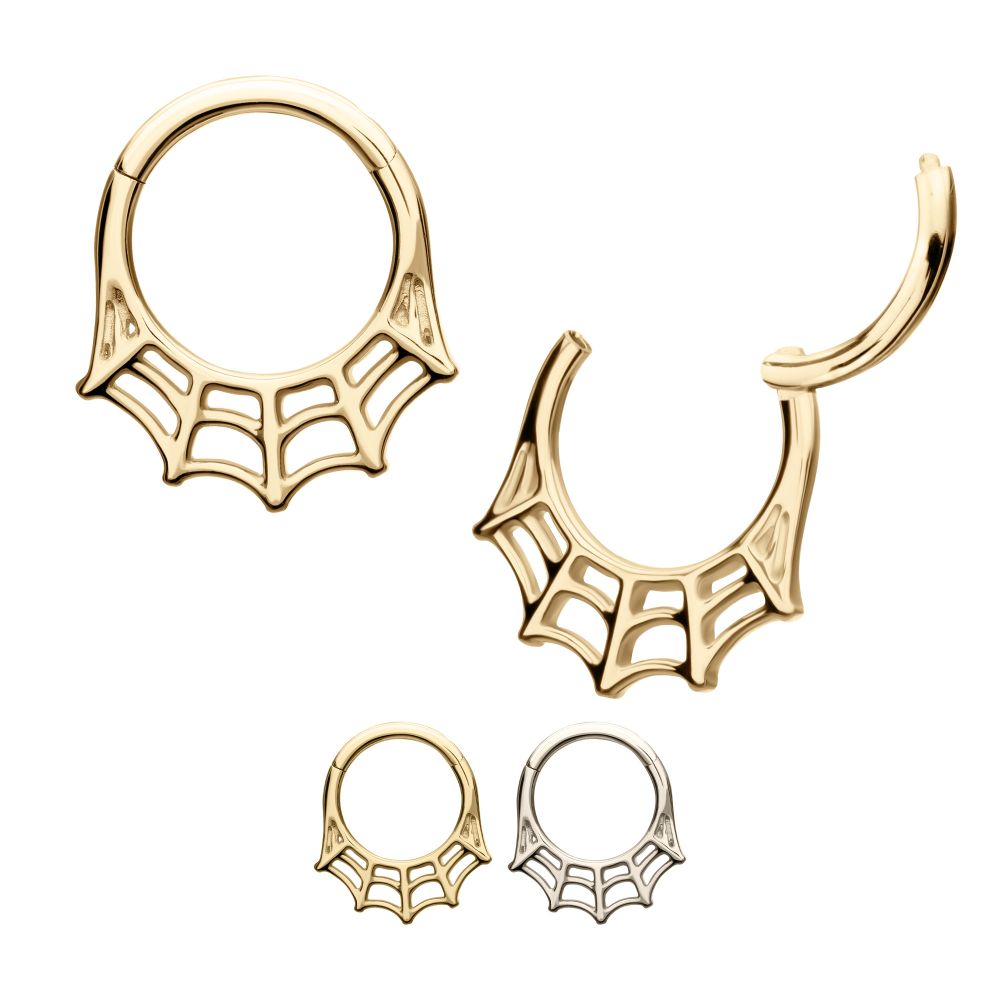 14Kt Gold Spiderweb Front Facing Hinged Segment Clicker