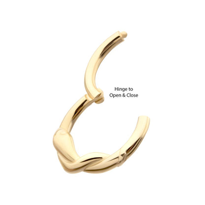 14Kt Yellow Gold Snake Twisted Front Facing Hinged Segment Clicker