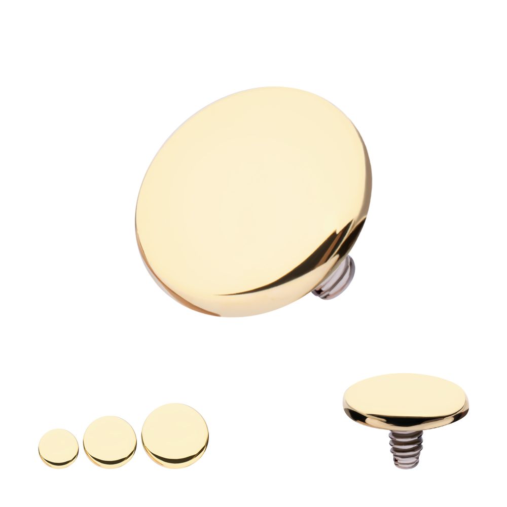 14Kt Yellow Gold Internally Threaded Disk Top Dermal 