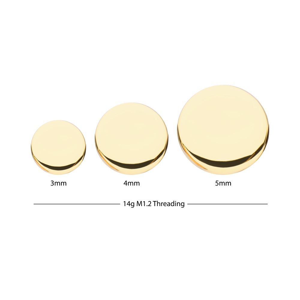 14Kt Yellow Gold Internally Threaded Disk Top Dermal 