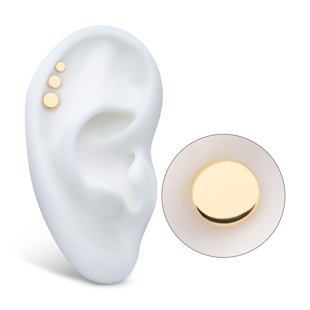 14Kt Yellow Gold Internally Threaded Disk Top Dermal 