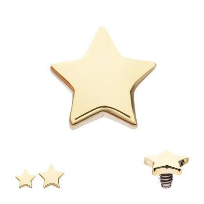 14Kt Yellow Gold Internally Threaded Star Top Dermal