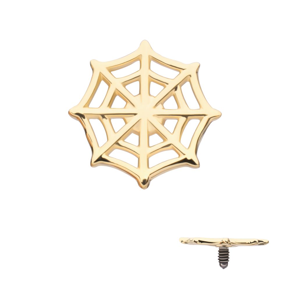 14Kt-Yellow Gold Internally Threaded Spiderweb Top Dermal