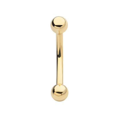 14Kt-Yellow Gold Curved Barbell with One Side Internally Threaded and One Side Fixed Ball End