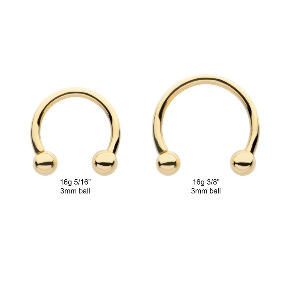 14Kt-Yellow Gold Circular Barbell with One Side Internally Threaded and One Side Fixed Ball End