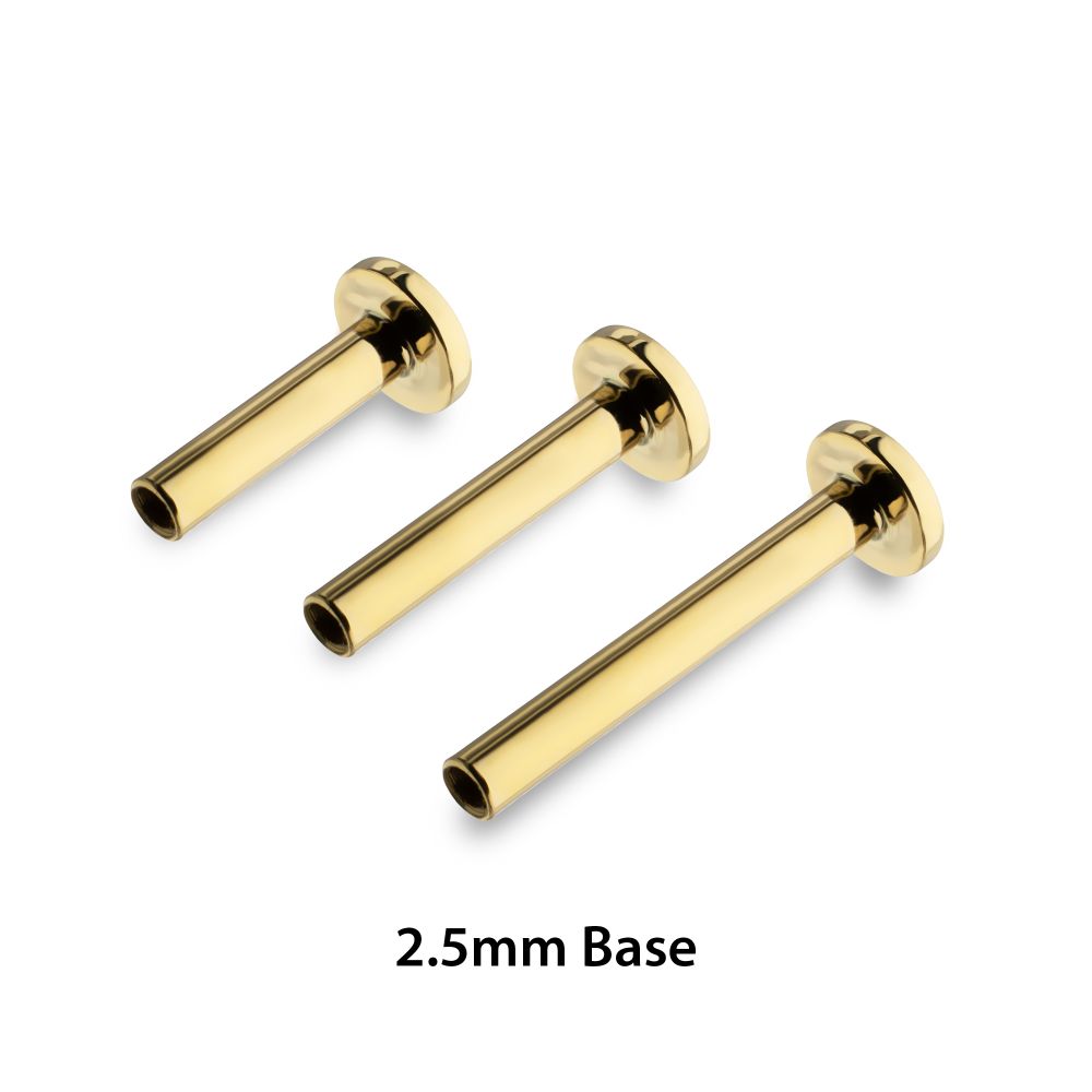 14Kt Yellow Gold M0.8 Internally Threaded 2.5mm Labret Base