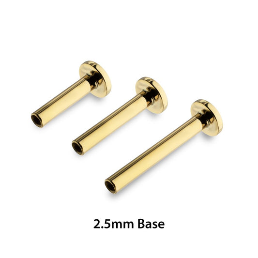 14Kt Yellow Gold M0.8 Internally Threaded 2.5mm Labret Base