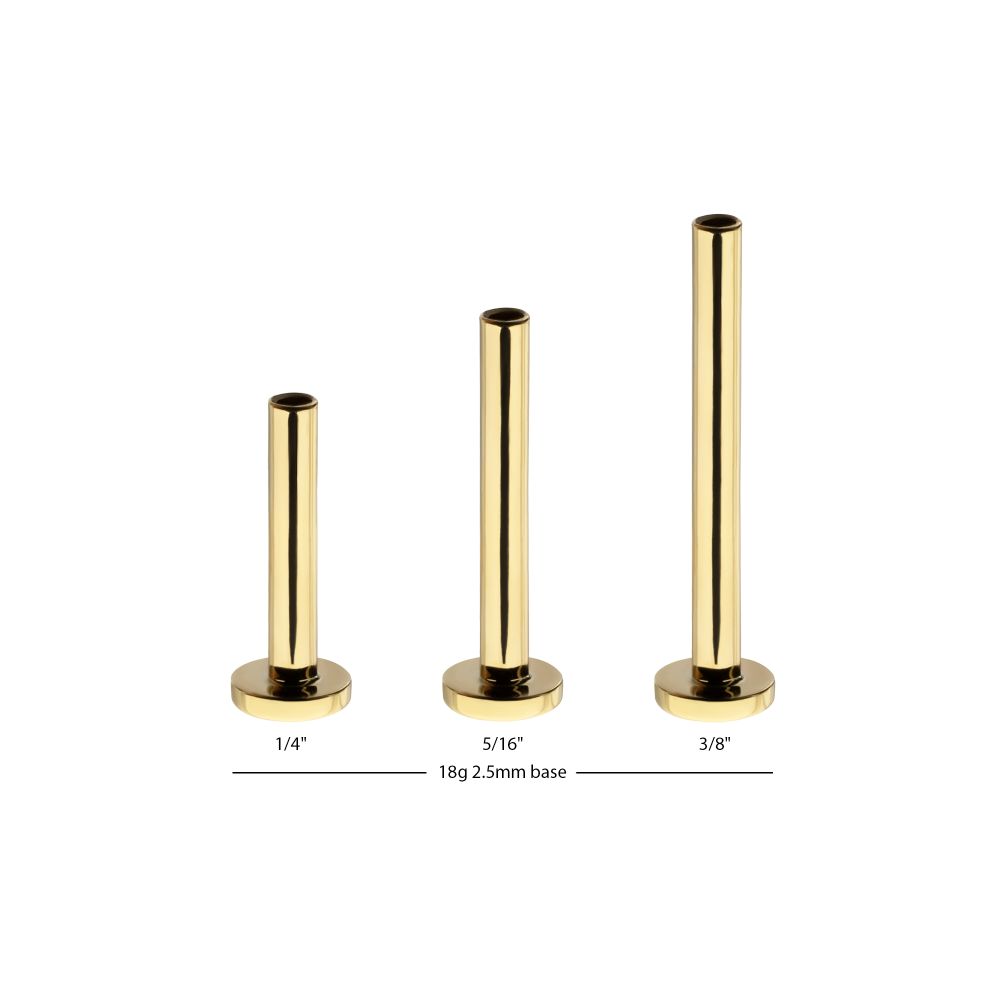 14Kt Yellow Gold M0.8 Internally Threaded 2.5mm Labret Base
