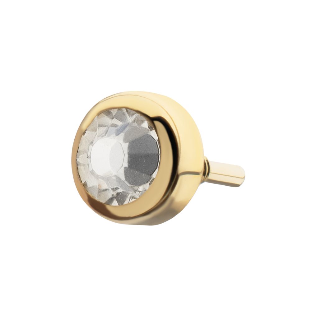14Kt Yellow Gold M0.8 Internally Threaded Bezel Set 2mm Round Gem Top