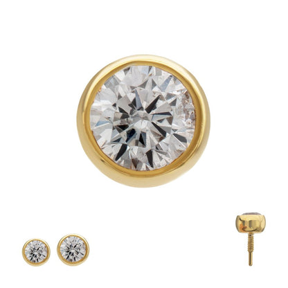 14Kt Yellow Gold M0.8 Internally Threaded Round Back Bezel Set Gem Top