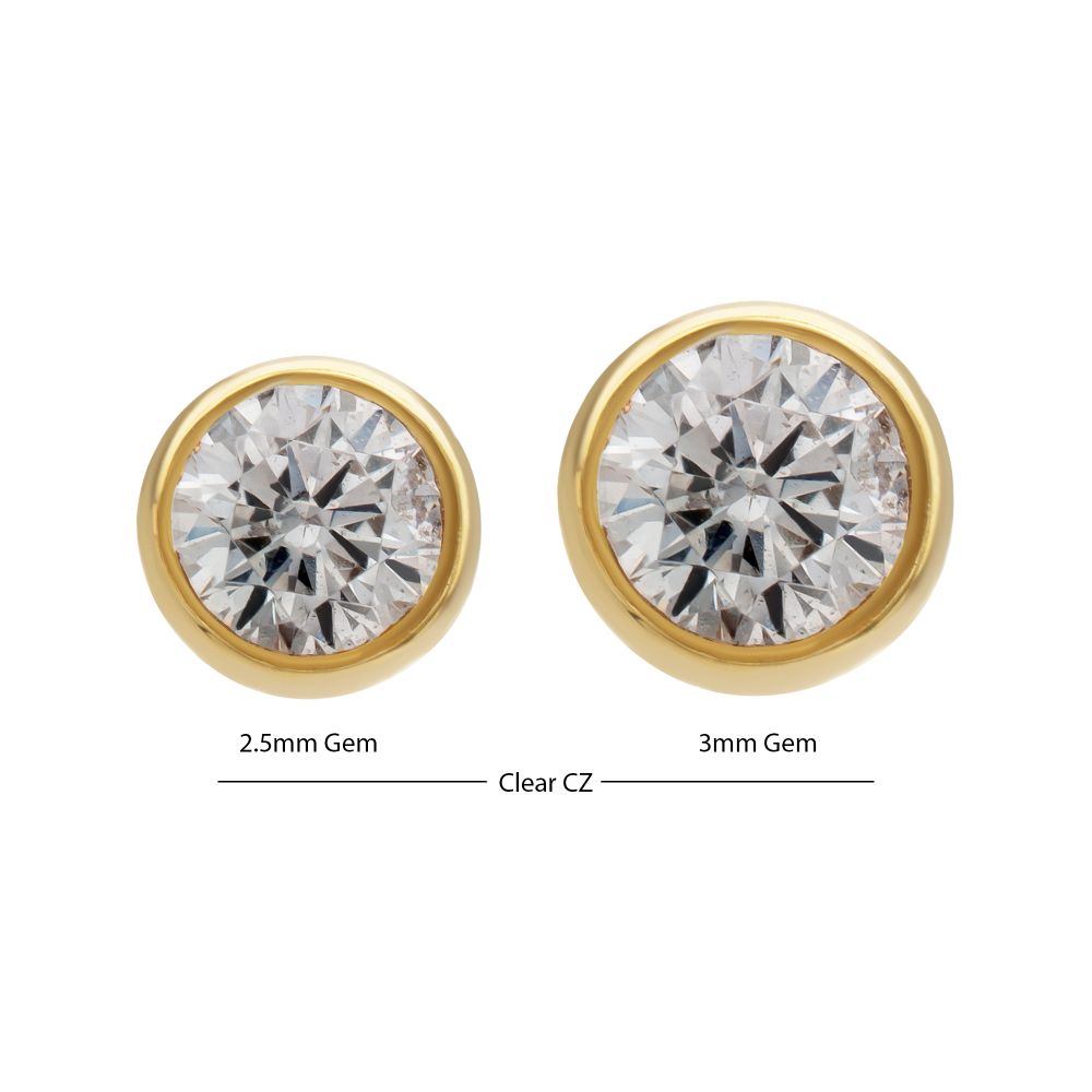 14Kt Yellow Gold M0.8 Internally Threaded Round Back Bezel Set Gem Top