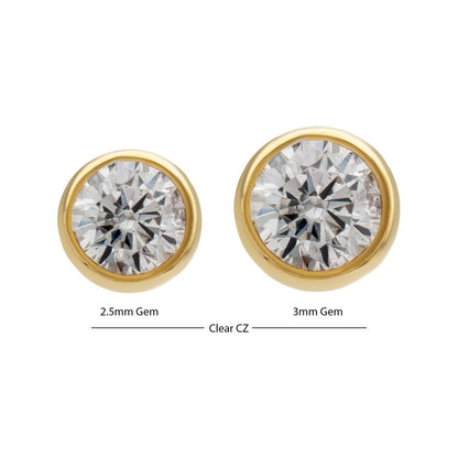 14Kt Yellow Gold M0.8 Internally Threaded Round Back Bezel Set Gem Top