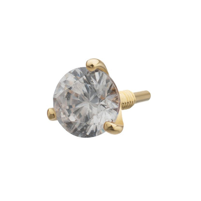 14Kt Yellow Gold M0.8 Internally Threaded 3-Prong Round Gem Top