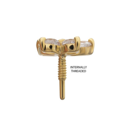 14Kt Yellow Gold M0.8 Internally Threaded Butterfly Prong Set Gem Top