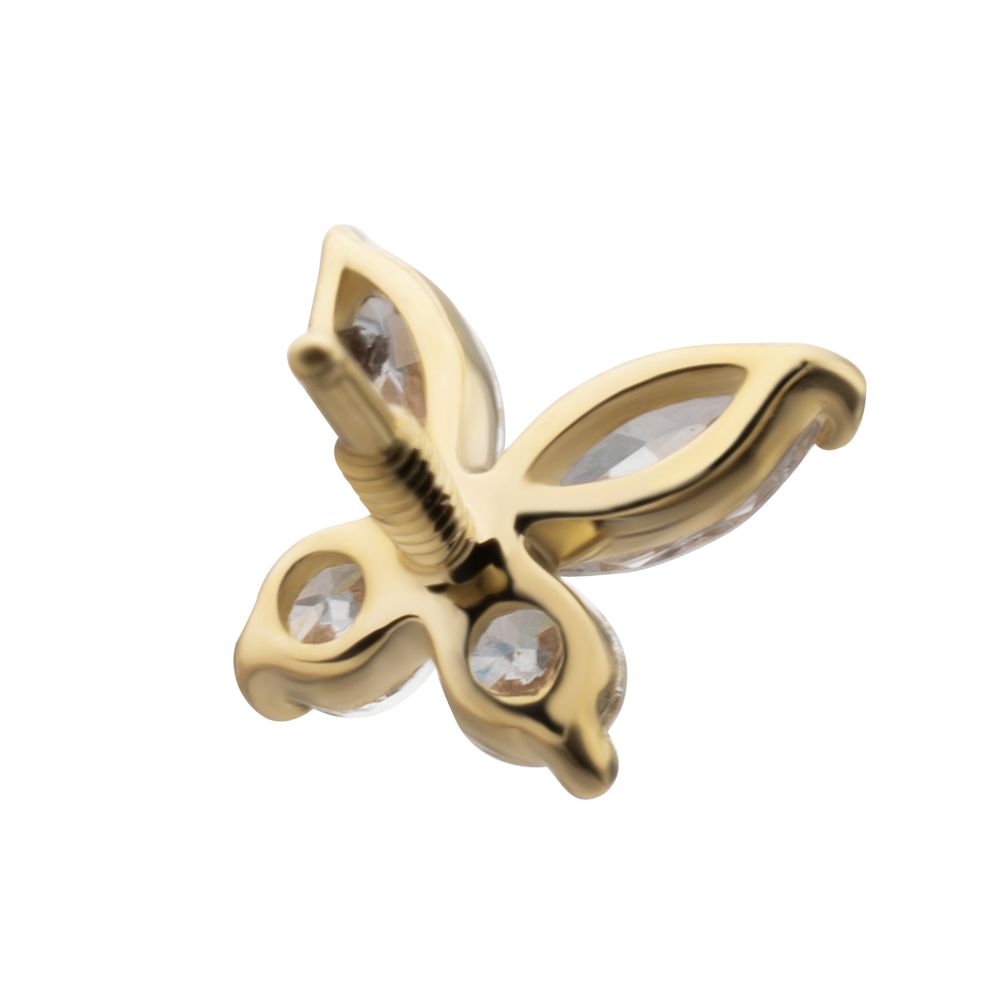 14Kt Yellow Gold M0.8 Internally Threaded Butterfly Prong Set Gem Top