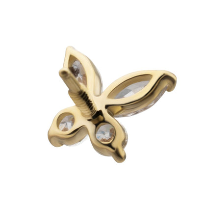 14Kt Yellow Gold M0.8 Internally Threaded Butterfly Prong Set Gem Top
