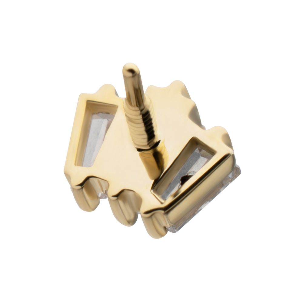 14Kt Yellow Gold M0.8 Internally Threaded Prong Set Triple Baguette Cluster Top